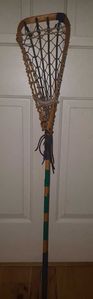 Vintage Wood Wooden Lacrosse Sticks Sidewall Leather Bacharach 