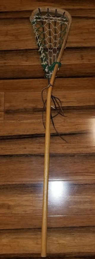 Vintage 40 " Lacrosse Stick Bacharach Rasin Crosstex Model Leather Wood