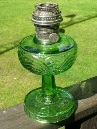 Aladdin Kerosene Vintage Green Beta Crystal Lamp With Nickle Burner