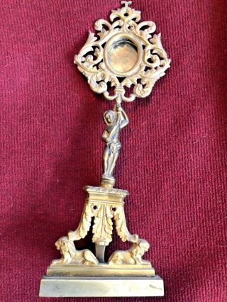 Very Rare French Empire Relic Holder Reliquary Lions Angel Ca.  1810 Bronze