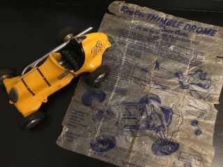 Vintage Roy Cox Thimble Drome Champion Tether Race Car Yellow 73 W/ Print Ad