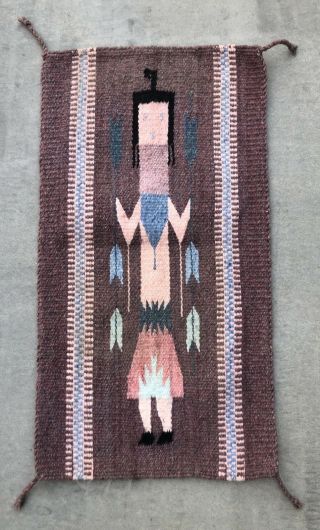 Vintage Navajo Yei - Bi - Chei Yei Wool Rug Native American Indian Blanket