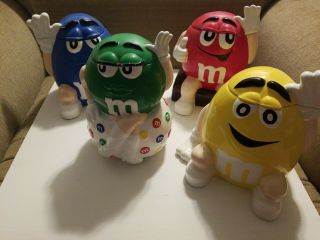 Vtg M&m Candy Ceramic Candy Cookie Jar Containers Benjamin & Medwin