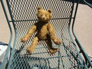 Antique Straw Stuffed Mohair Jointed Teddy Bear 12 " Long Steiff? American Bear?