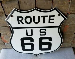 Vintage United States Route 66 Porcelain Highway Road Map Travel Pump Plate Sign