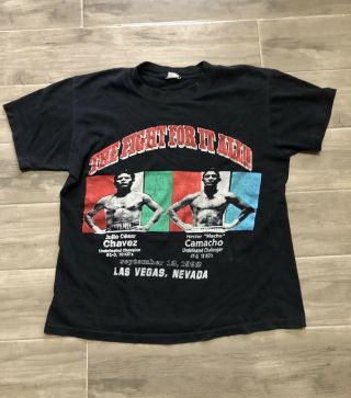 Vintage 1992 Julio Cesar Chavez Hector Camacho Rare Bootleg Boxing Shirt Large