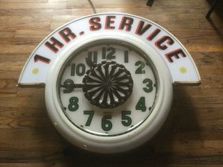 cleveland electric neon clock marquee insert vintage 1 hour service white 6