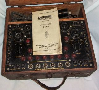 Vintage Rare Supreme Radio Analyzer Model 333 Tube Tester Checker? wood dovetail 3