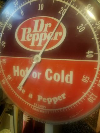 Vintage Dr Pepper Hot Or Cold Thermometer Advertising Sign Great
