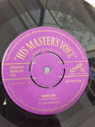 Hound Dog - Elvis Presley Hmv 45 Pop 249 Gold Label Rare " Castle " Centre