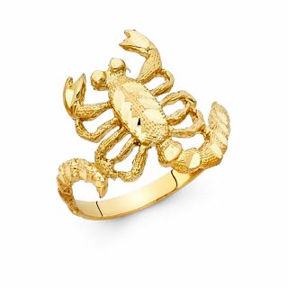 Women 14k Yellow Real Gold Spider Insect Vintage Fancy Fashion Ring Band