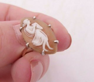 Fine 9ct/9k Gold Carved Shell Cameo Art Deco Ring,  375