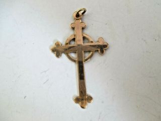 Edwardian Pretty Solid Rose Gold Cross Pendant