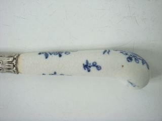 LOWESTOFT - BOW PORCELAIN RARE KNIFE HANDLE WITH UNKNOWN PATTERN C1775 5
