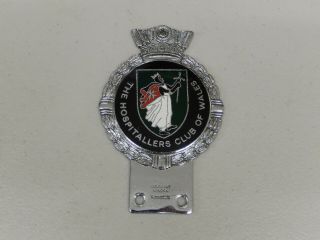 Vintage Chrome J R Gaunt The Hospitallers Club Of Wales Car Badge Auto Emblem