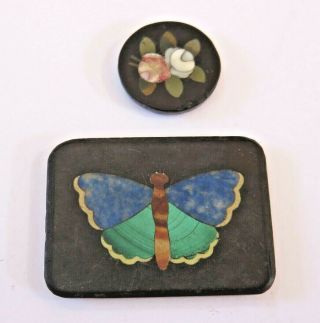 Antique Victorian Pietra Dura Micro Mosaic Plaques For Jewellery Brooch Pin