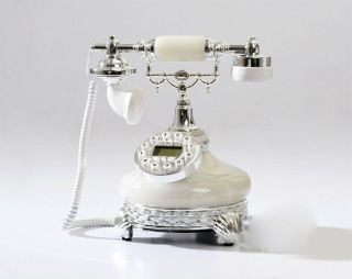 E76 European Style Antique Home Decor White Vintage Corded Telephone K 2