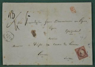 Rare France Stamp Cover 1852 To Switzerland (k116)