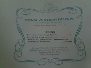 Pan American Airlines 1956 Vintage Flight Routes Travel Map Estate Find
