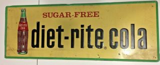 Vintage Metal Sugar Diet Rite Cola Sign - 31 " X 12 " - Rc Cola - Royal Crown Soda
