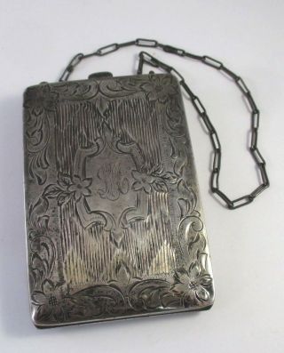 Antique Vintage Watrous Sterling Silver Card Coin Compact Purse