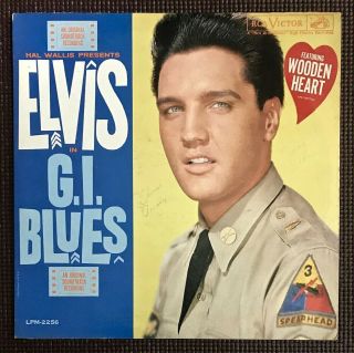 Signed? Elvis Presley G.  I.  Blues 1960 Rca Lpm - 2256 W/rare Wooden Heart Sticker
