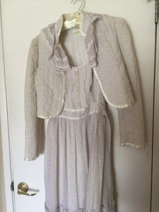 Gunne Sax Size 13 Dress & Jacket Lavender Grey Floral 2
