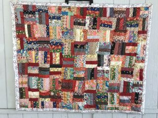 Antique Vintage Colorful Quilt Floral Patchwork Hand Made Stitched Blanket 57x71