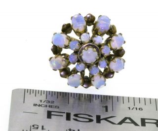 Vintage 14k yellow gold 4.  0ct diamond opal cluster cocktail ring size 7 2