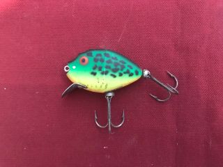 Vintage HEDDON 9630 PUNKINSEED UNCATALOGED GRA GREEN CRAWDAD Fishing Lure RARE 2