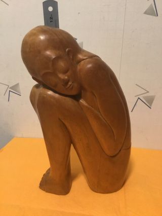 Vintage Bali Hand Carved Wood Female Statue 