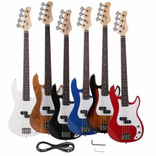 Vintage Brand 4 - String Electric Bass Guitar Black Blue White Red Yellow