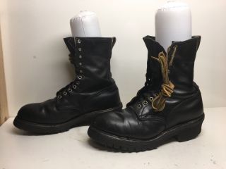 Vtg Mens Red Wing Steel Toe Work Black Boots Size 10.  5 D