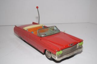 Vintage 1960 ' s Tin Litho Remote Controlled Cadillac Convertible - Japan 2