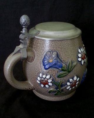 Vintage King Austria stoneware beer stein bierkrug Edelweiss 5.  5 inches 3