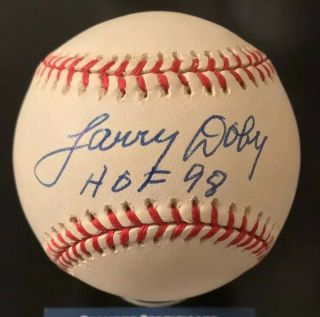 Larry Doby Autograph Hof 98 Signed Al Oal Baseball Beckett Bas Rare