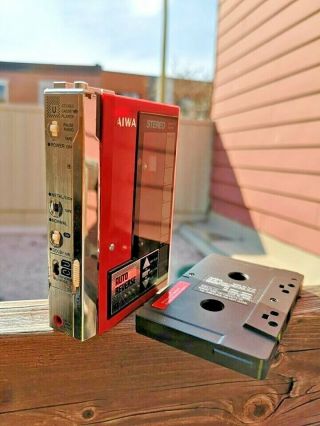 Vintage Aiwa Hs - U07 " Red Version W/ Tu - 02 " Dolby Metal Cassette Player Walkman