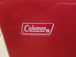 Vintage Coleman Red Cooler With 2 Inserts Metal handles/bottle openers 3