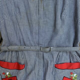 Vintage 40’s Gingham Cotton Day Dress With Belt Size L/XL 5