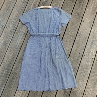 Vintage 40’s Gingham Cotton Day Dress With Belt Size L/XL 7