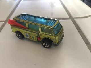 Hot Wheels Redline Yellow Beach Bomb W/ Surf Boards And Rare White Interior