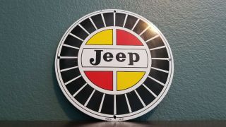Vintage Willys Jeep Porcelain Gas Auto Dealer Service Garage Overland Sales Sign
