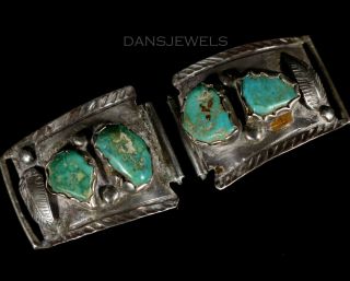 Old Pawn Navajo Vintage Turquoise & Sterling Silver Watch Tips