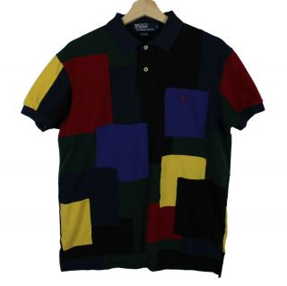 Vintage Polo By Ralph Lauren Rugby Shirt Mens Size Medium Colorblock Patchwork