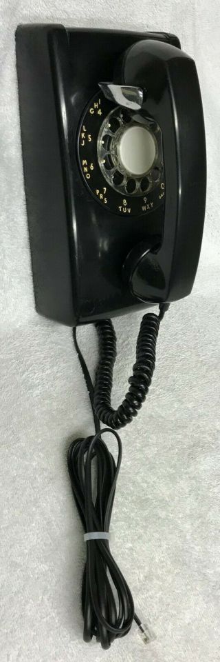 Vintage 1960s Western Electric Black A/b 554 5 - 66 Rotary Dial Wall Mount Phone
