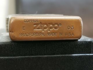 2003 Solid Copper Zippo Lighter Vintage Rare Hard To Find Euc E 03