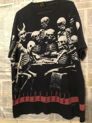 Vtg 90s The Rolling Stones Voodoo Lounge Allover Print T - Shirt