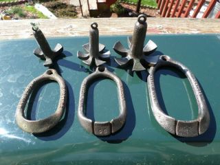 6 Antique Vtg Herters Duck Decoy Cast Iron Weights Goose Anchors