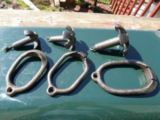 6 Antique VTG HERTERS Duck Decoy Cast Iron Weights Goose Anchors 2