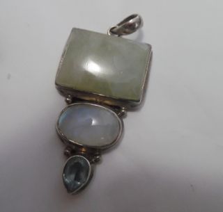 Sterling Pendant With Agate,  Moonstone & Peridot